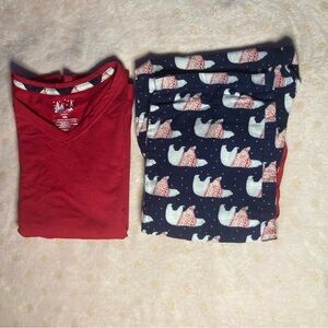 Sonoma Polar Bear Print Pajama Set - Navy and Red